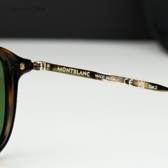 Montblanc Women Sunglasses Havana Gold Green Round MB0336S 002 NEW AUTHENTIC main image 4